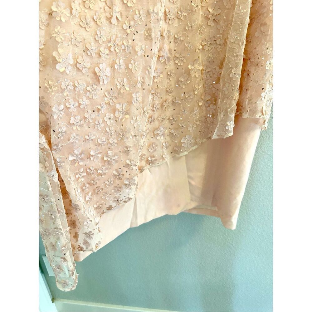 NWT Tahari ASL Women's Peach Floral Lace Overlay Dress. Size 16 - Picture 7 of 11